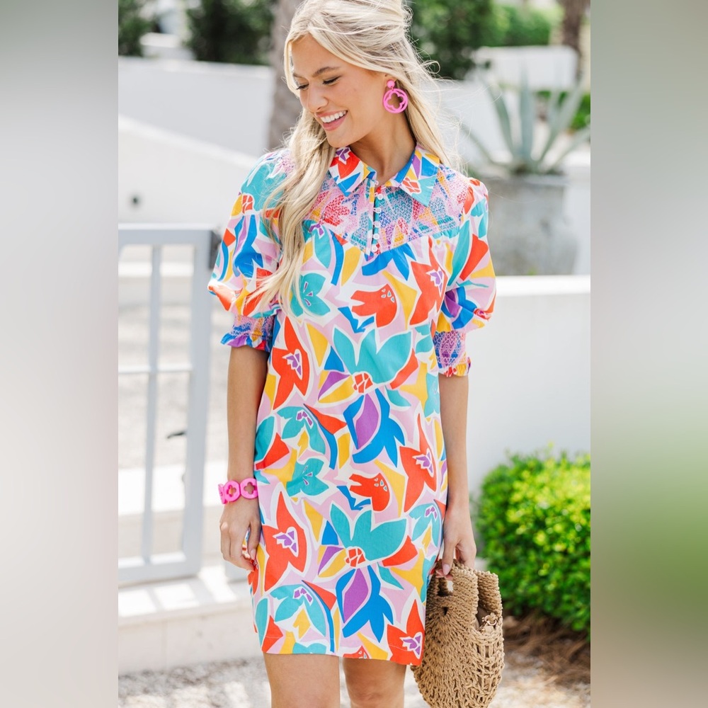 FATE All My Life NWOT Multi Abstract Mini Dress Colorful Small